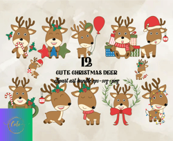 12 Cute Christmas Deer Png, Christian Christmas Svg, Christmas Design, Christmas Shirt, Christmas 101