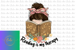 Reading is My Therapy Sublimation Design