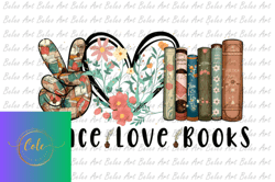 Peace Love Book Sublimation Design