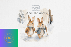 Vintage Winter Rabbit PNG Sublimation