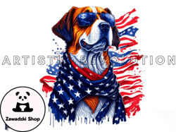 4th of July Patriotic Dog American Flag Design 05