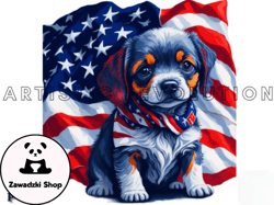 4th of July Dog American Flag Design 03