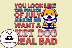 4th of July Hot Dog Quote Sublimation Design 128