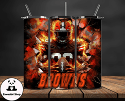 Cleveland Browns Tumbler Wrap, Crack Hole Design, Logo NFL Football, Sports Tumbler Png, Tumbler Design 06