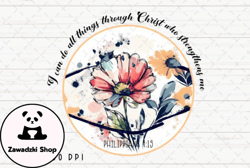 Bible Verse Christian Flower Vintage PNG Design 08