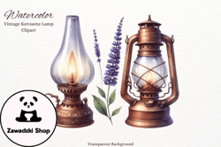 Watercolor Old Rusty Kerosene Lamp Design 90