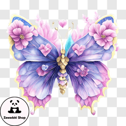 Beautiful Butterfly with Pink and Purple Wings PNG Design 189