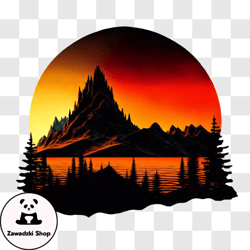 Stunning Sunset over Majestic Mountains PNG Design 216