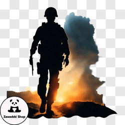Soldier Silhouette at Sunset PNG218 Design 220