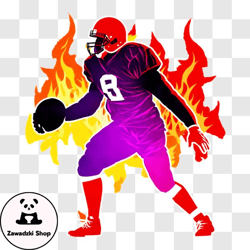 Fiery American Football Player PNG Design 314