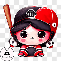 Cartoon character ready to play baseball PNG Design 24