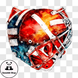 Artistic Watercolor Painting of Hockey Goalies Helmet PNG Design 130