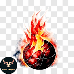 Basketball on Fire PNG