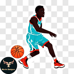 Basketball Player Dribbling the Ball PNG