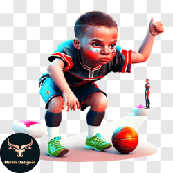 cartoon child playing basketball png
