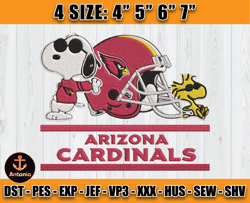 Cardinals Embroidery, Snoopy Embroidery, NFL Machine Embroidery Digital, 4 sizes Machine Emb Files -13 - Martin