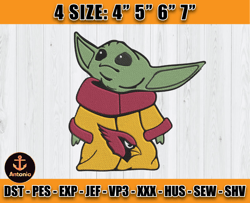 Cardinals Embroidery, Baby Yoda Embroidery, NFL Machine Embroidery Digital, 4 sizes Machine Emb Files -16 - Martin