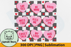 Retro Valentine Conversation Hearts PNG Design 112