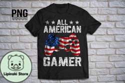 All American Gamer 4th of July Png Design 01