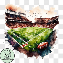 Empty Football Stadium Watercolor Painting PNG Design 277