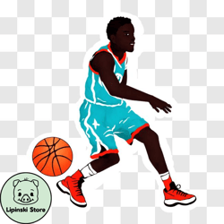 Basketball Player Dribbling the Ball PNG Design 54