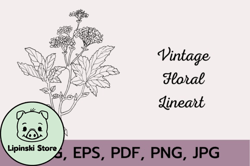 Vintage Floral Line Art Design 173