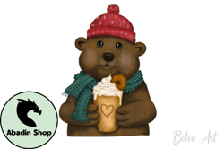 Cute Bear Drink Coffee PNG