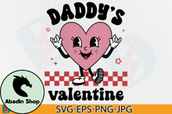 Daddys Valentine SVG PNG Retro Heart