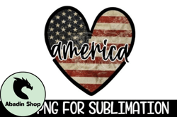 America Heart Flag PNG Sublimation Design 125