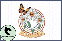 Retro Vintage Daisy Flower Butterfly Design 132