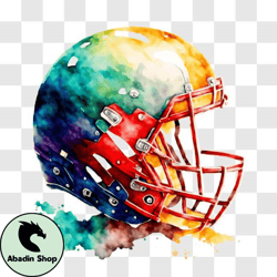 Unique and Creative Football Helmet with Colorful Watercolor Design PNG Design 298