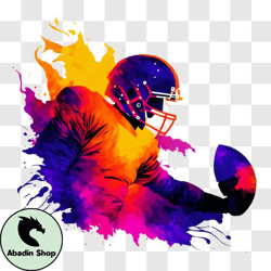 Colorful Football Player with Ball PNG Design 304
