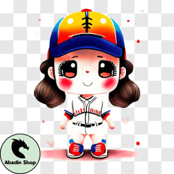Cartoon Baseball Player in Batting Stance PNG