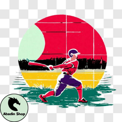 Baseball Player Swinging Bat Illustration PNG