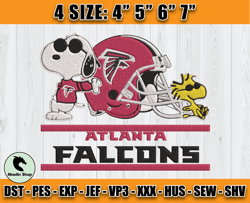 Atlanta Falcons Embroidery, Snoopy Embroidery, NFL Machine Embroidery Digital, 4 sizes Machine Emb Files-05-Abadin