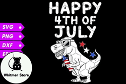 T-Rex Happy 4th of July Svg Design 94