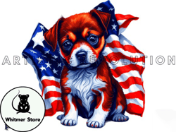 Patriotic American Flag Dog 4 of July Design 06