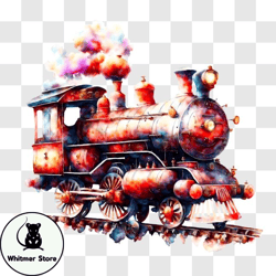 Vintage Steam Locomotive on Display PNG Design 144