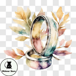 Symbolize Love and Commitment with Wedding Rings on Watercolor Background PNG Design 199