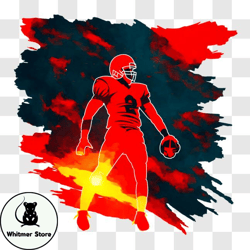 Glowing American Football Player in Fiery Sky PNG Design 303