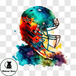 Colorful Football Helmet Artwork PNG Design 317