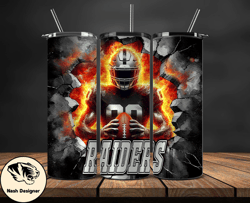Las Vegas Raiders Tumbler Wrap, Crack Hole Design, Logo NFL Football, Sports Tumbler Png, Tumbler Design by Nash Designe