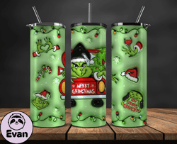 Grinchmas Christmas 3D Inflated Puffy Tumbler Wrap Png, Christmas 3D Tumbler Wrap, Grinchmas Tumbler PNG 13