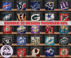 Bundle 32 Design NFL Teams, NFL Logo, Tumbler Design, Design Bundle Football, NFL Tumbler Design, Design by Evan 02