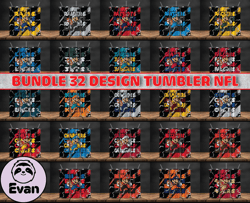 Bundle 32 Design NFL Teams, Bundle  Mario Design, NFL Logo, NFL Tumbler Bundle Png , All Teams NFL,  Design by Evan 16