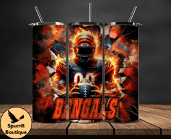 Cincinnati Bengals  Tumbler Wrap, Crack Hole Design, Logo NFL Football, Sports Tumbler Png, Tumbler Design 03