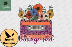 Vintage Soul Flower Retro Cassette PNG Design 26
