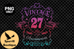 27 in 1994 Birthday Png, Vintage 1994 Design 84