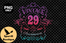 29 in 1992 Birthday Png, Vintage 1992 Design 86