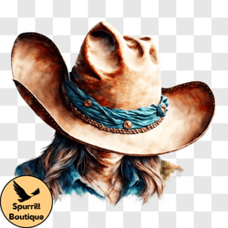 Vintage Style Woman with Cowboy Hat PNG Design 151